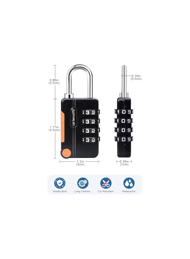 PROMASS PROMASS 3 Pack Combination Lock 4 Digit Outdoor Waterproof Padlock for School Gym Locker, Sports Locker, Fence, Toolbox, Gate, Case, Hasp Storage (Black Gray Blue)  - Image 2