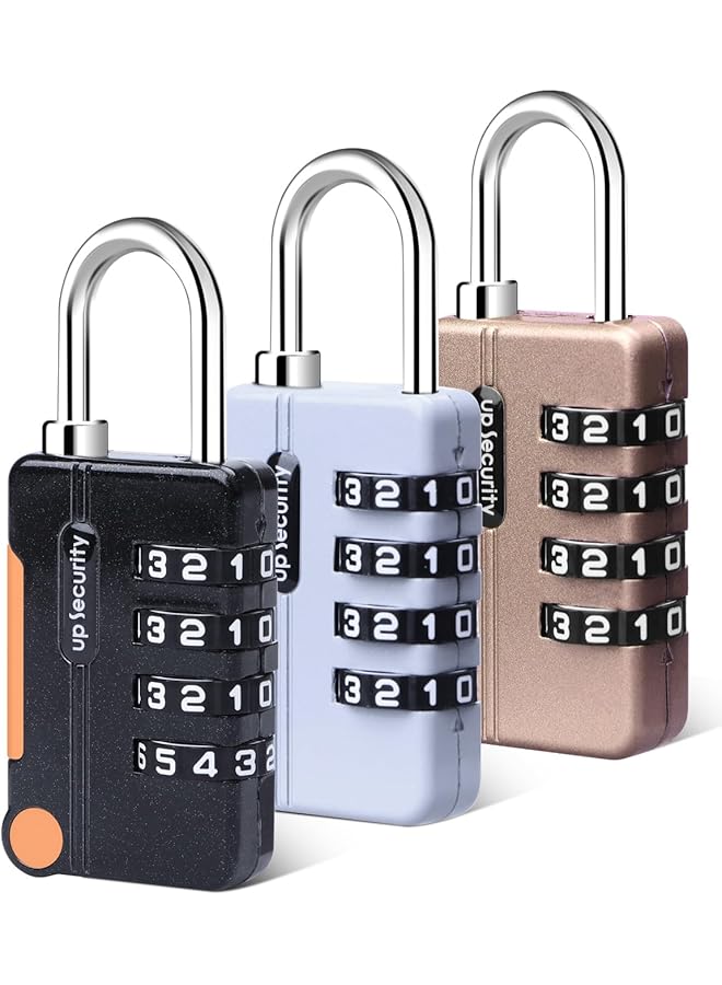 PROMASS PROMASS 3 Pack Combination Lock 4 Digit Outdoor Waterproof Padlock for School Gym Locker, Sports Locker, Fence, Toolbox, Gate, Case, Hasp Storage (Black Gray Blue)  - Image 1