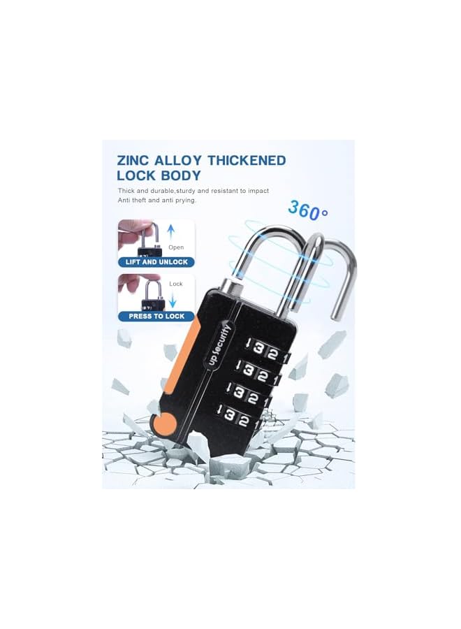 PROMASS PROMASS 3 Pack Combination Lock 4 Digit Outdoor Waterproof Padlock for School Gym Locker, Sports Locker, Fence, Toolbox, Gate, Case, Hasp Storage (Black Gray Blue)  - Image 4