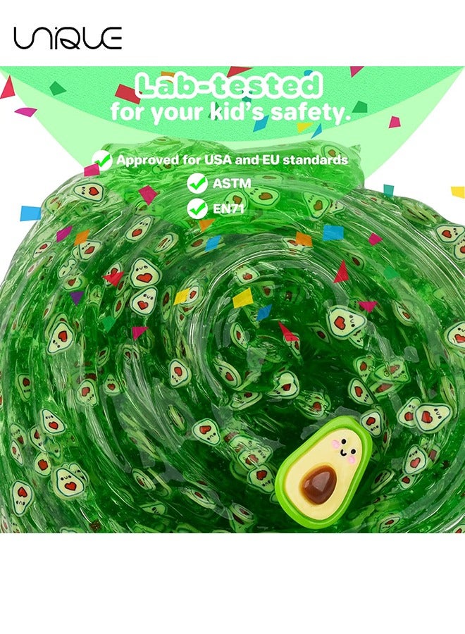 يونيك 70ML الأفوكادو واضح جيلي بريق الوحل، بسط الجاهزة كريستال الوحل فكرة تخفيف التوتر لعبة، DIY فقاعة الوحل الأطفال عيد ميلاد حزب توزيعات (أخضر) - Image 2