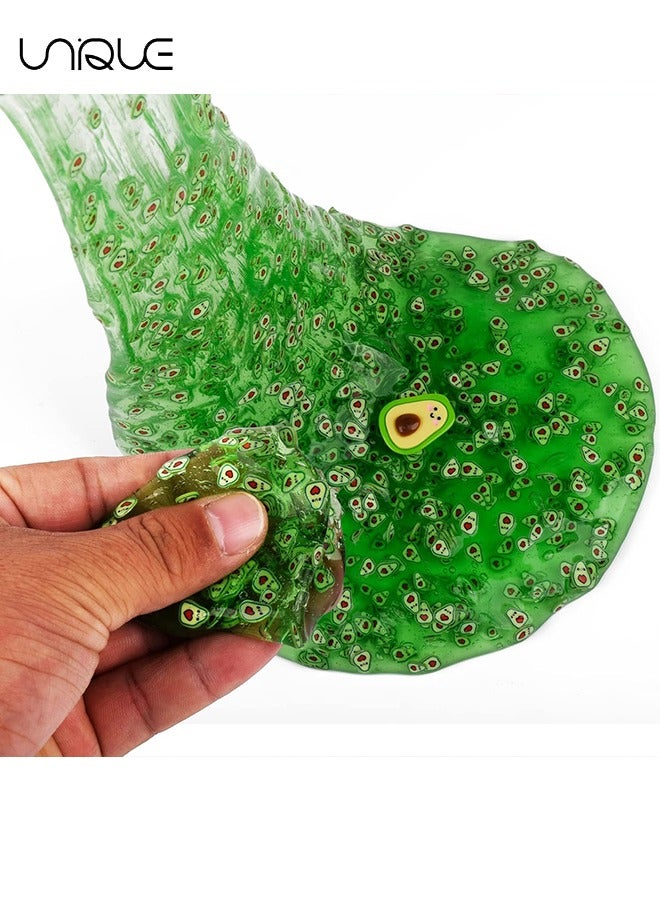 يونيك 70ML الأفوكادو واضح جيلي بريق الوحل، بسط الجاهزة كريستال الوحل فكرة تخفيف التوتر لعبة، DIY فقاعة الوحل الأطفال عيد ميلاد حزب توزيعات (أخضر) - Image 3
