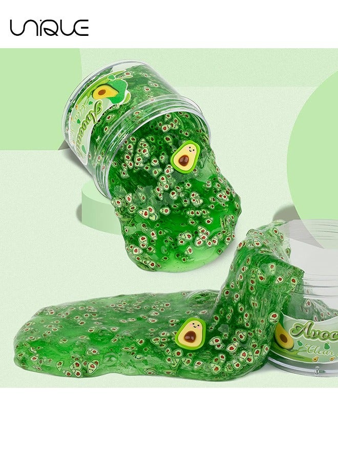 يونيك 70ML الأفوكادو واضح جيلي بريق الوحل، بسط الجاهزة كريستال الوحل فكرة تخفيف التوتر لعبة، DIY فقاعة الوحل الأطفال عيد ميلاد حزب توزيعات (أخضر) - Image 5