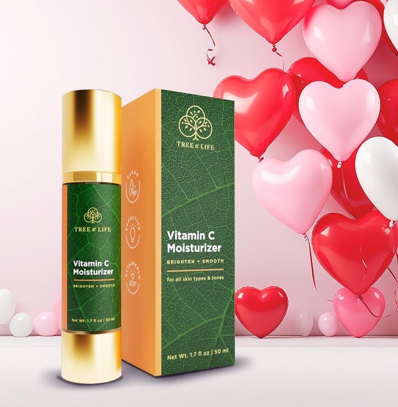 TREE OF LIFE مرطب جمال شجرة الحياة، مرطب، مضاد للشيخوخة، يقلل من البقع الداكنة والخطوط الدقيقة، يضيء، يجعل البشرة أكثر تماسكًا ونعومة، غير دهني - فيتامين C 1.7 أونصة سائلة - Image 2