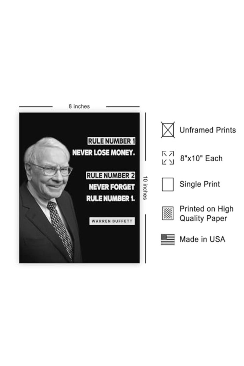 Poster Master Never Lose Money Poster - Warren Buffett Print - Motivational Art - Positive Quotes Art - Gift for Men & Women - Funny Inspiring Decor for Living Room or Office - 8x10 UNFRAMED Wall Art - Image 3