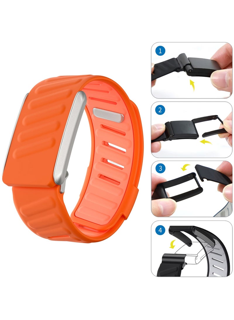 CATANES Sports Strap Compatible with Whoop 5.0 Soft and Breathable Silicone Strap Adjustable Replacement Wristbands for Whoop 5.0 Band - Orange - Image 3