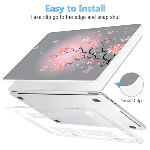 Mektron Case for M5 MacBook Pro 14 inch 2025 A3434 A3112 Fit 2024-2021 M4 A3112 A3401 A3185 M3 A2918 A2992 M2 A2779 M1 A2442 Pro/Max, Hard Shell Cover for MacBook Pro 14", Butterfly Cherry Blossom - Image 3