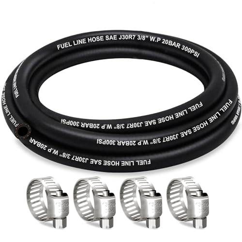 HOUSN HOUSUN Fuel Line 38 Inch ID Fuel Hose 5FT J30R7 Fuel Line Hose NBR with 4 Clamps - Image 1