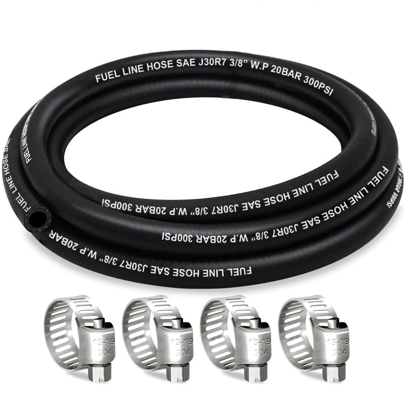 HOUSN HOUSUN Fuel Line 38 Inch ID Fuel Hose 5FT J30R7 Fuel Line Hose NBR with 4 Clamps - Image 3