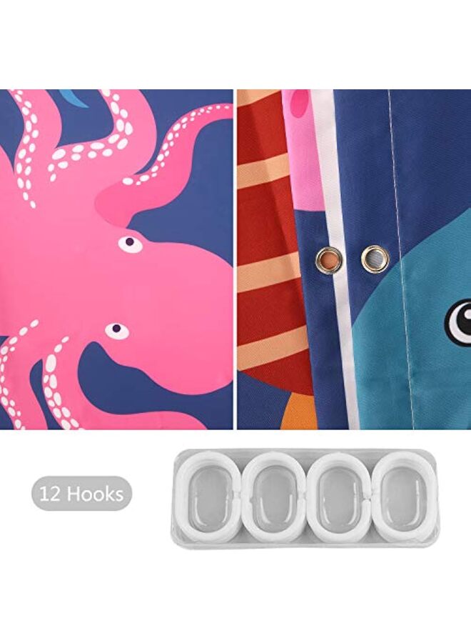 Kids Shower Curtain, Ocean Shower Curtains, Under The Sea Shower Curtain?Under The Sea Shower Curtain, Sea Animal for Kids Bathroom Decor 72''W x72''H - Image 4