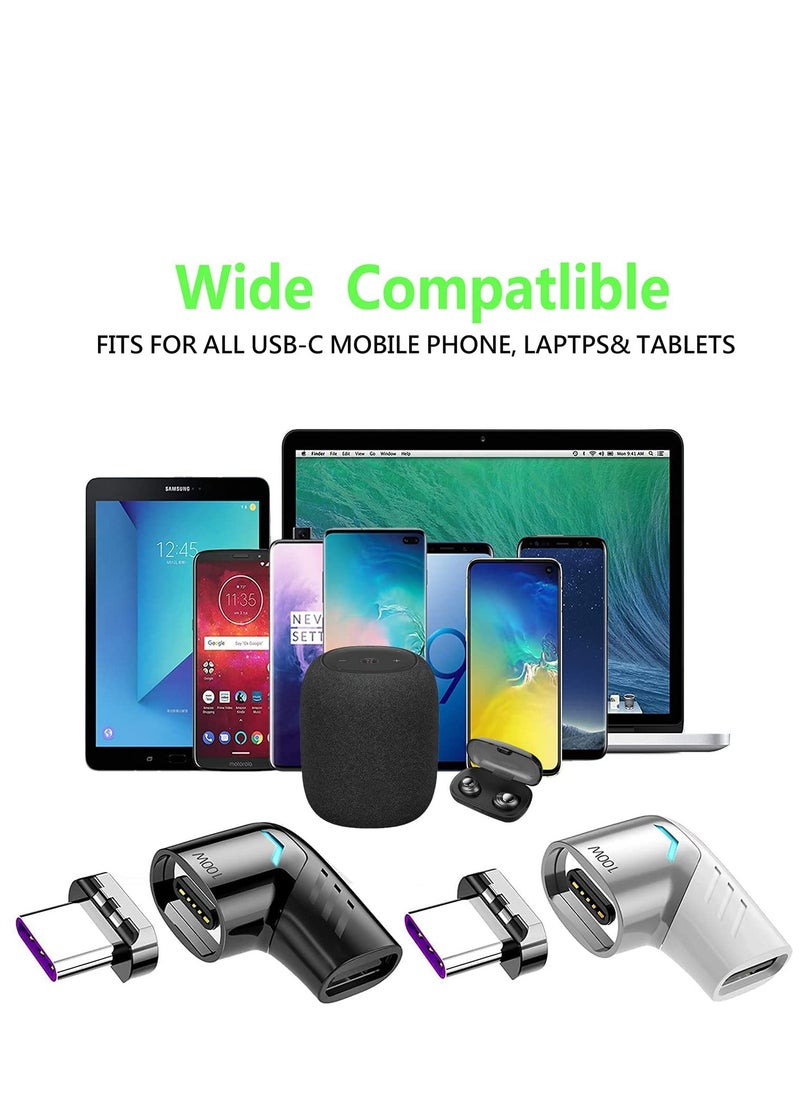 USB Type-C Magnetic Adapter Type-C Right Angle Connector Fastest Supports USB PD 120W Fast Charging and 480Mb/s Data Transfer Notebook Adapter Compatible with USB C Phones (3-Pack)