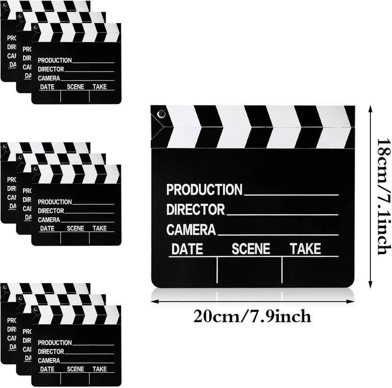 BBTO 10 Pieces Movie Film Clap Board, 7 x 8 Inch Cardboard Movie Clapboard Directors Clapper Writable Cut Action Scene Board for Movies Films Photo Props(Single-Sided Printing,Black and White) - Image 1