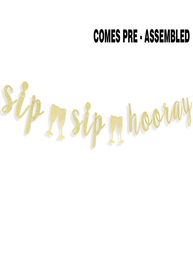 LINGTEER Sip Sip Hooray Gold Glitter Bunting Banner,Cheers to Bachelorette Bridal Shower Wedding Party Decorations Gift Sign. - Image 3