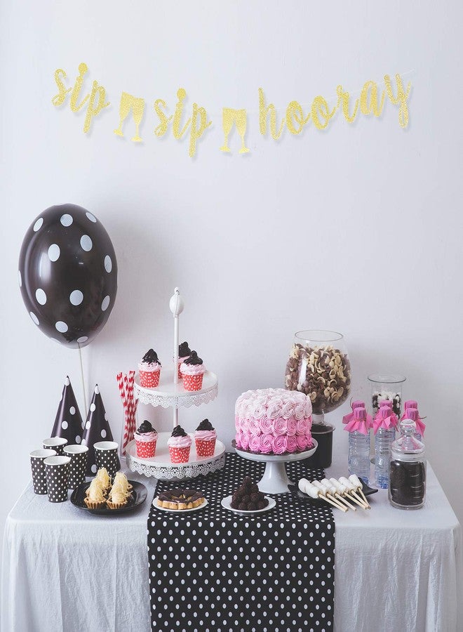 LINGTEER Sip Sip Hooray Gold Glitter Bunting Banner,Cheers to Bachelorette Bridal Shower Wedding Party Decorations Gift Sign. - Image 5