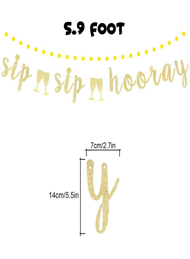 LINGTEER Sip Sip Hooray Gold Glitter Bunting Banner,Cheers to Bachelorette Bridal Shower Wedding Party Decorations Gift Sign. - Image 2