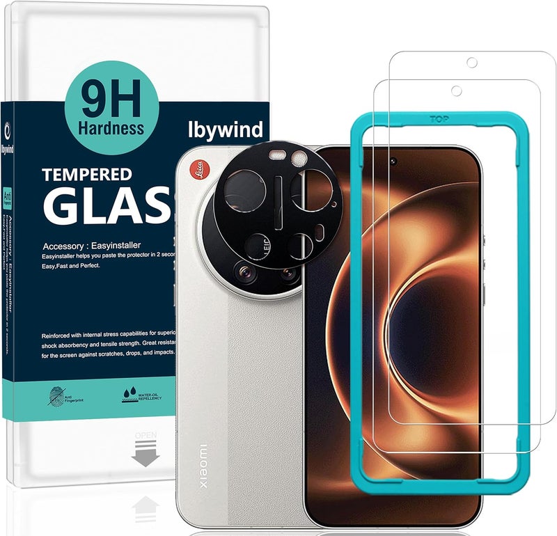 Ibywind for Xiaomi 17 Ultra 5G Screen Protector,2-Pack,9H Hardness Tempered Glass with Camera Lens Protector,Easy Installation Tool,Bubble-Free,Fingerprint Unlock,Anti-Shatter,Anti-Scratch - Image 1