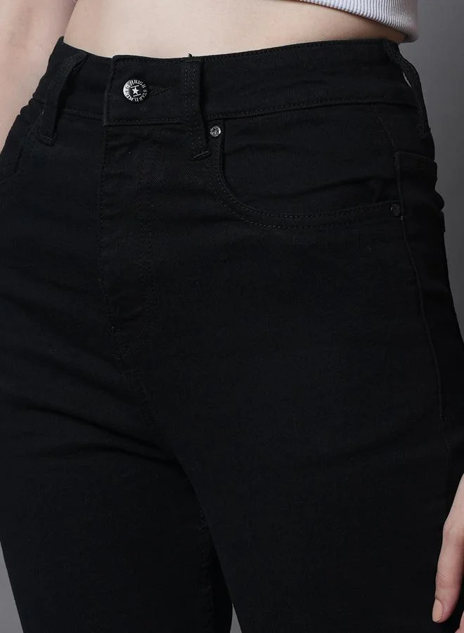 High Star  Women Black High Rise Straight Fit Jeans for Women | Best Price UAE