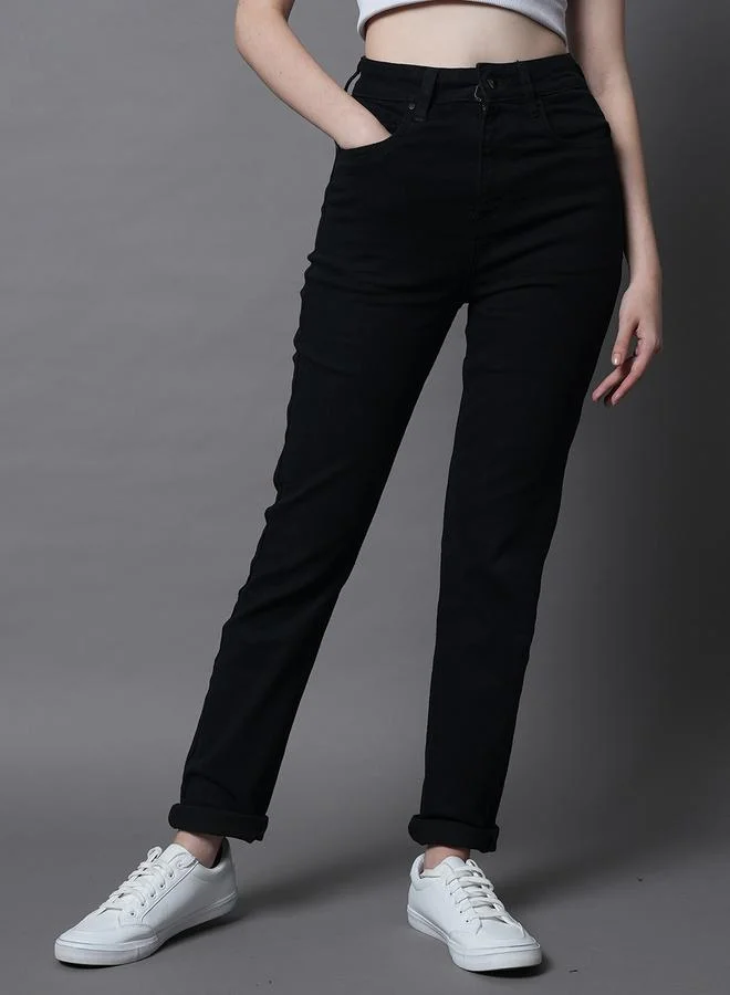 High Star  Women Black High Rise Straight Fit Jeans for Women | Best Price UAE