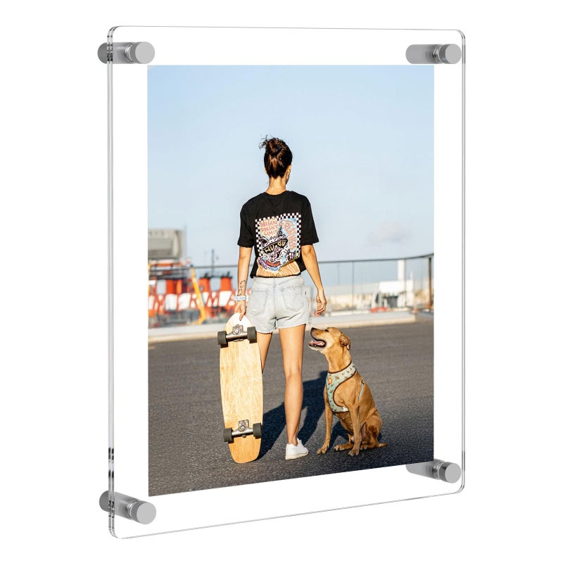 NIUBEE Clear Acrylic 8x10 Wall Mount Picture Frame, Floating Frames for Photography Display (Full Frame is 9.7x11.7 inch) - Image 1