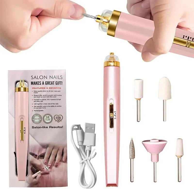 ALKAYAN Electric Nail Drill, 5 in 1 Manicure and Pedicure Tool, Nail Polisher with LE... - Image 1