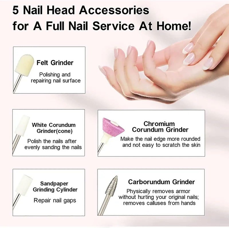 ALKAYAN Electric Nail Drill, 5 in 1 Manicure and Pedicure Tool, Nail Polisher with LE... - Image 5