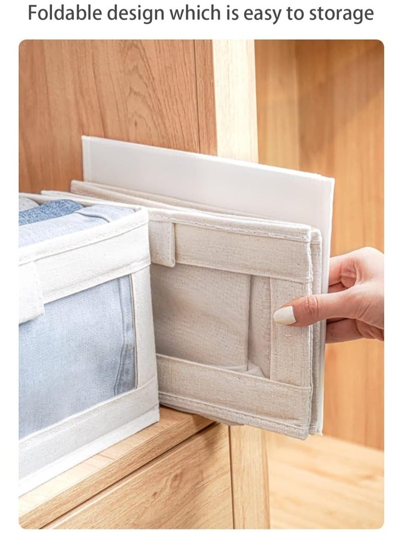 DUNISO 2 Pack Wardrobe Clothes Organizers, Foldable Drawer with Mesh Window and Handle, Closet Organizer and Storage for Clothing, Jeans, Leggings, Sweaters(Beige) - Image 5
