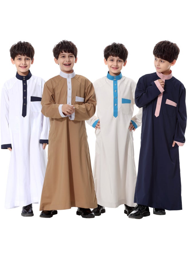 عباية - قميص طويل تقليدي للأولاد - بيج وأبيض، مقاس XL - ملابس أطفال مسلمة، ملابس أطفال تقليدية، قميص طويل كاجوال، زي للعطلات - Image 2