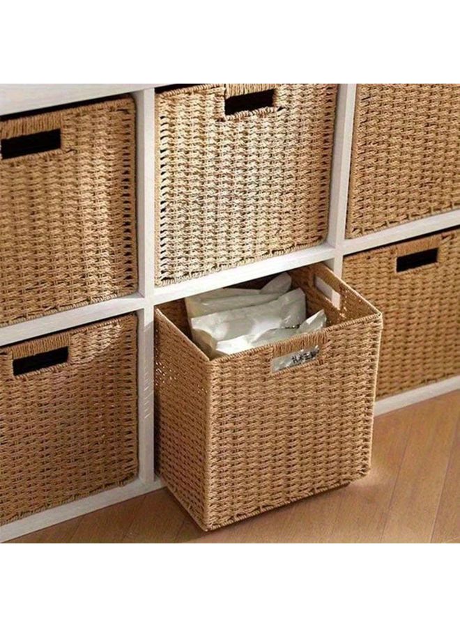 Camel Foldable Bohemian Storage Basket 29cm Wooden Decorative Multi Purpose - Image 2