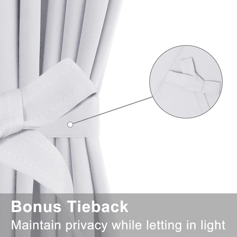 XWZO Room Darkening Curtains for French Doors  Privacy and Thermal Curtains for Glass Door  Rod Pocket Curtains with Tiebacks  25 x 72 inches Long  White  1 Panel - Image 2