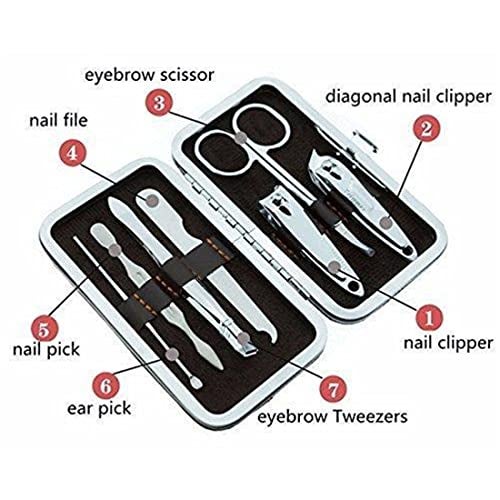 Adbeni Manicure Kit, Pedicure Tools for Feet, Nail Clipper, Ear Pick Tweezers, Manicure Pedicure Set for Women and Men, 7in1 Black - Image 2
