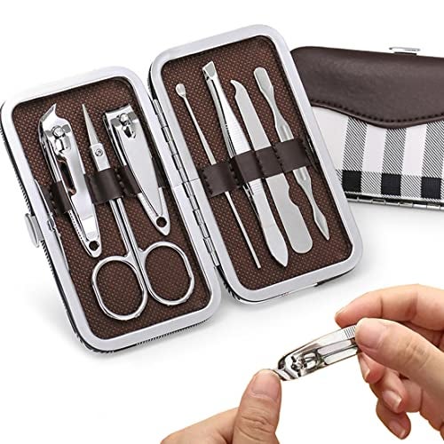Adbeni Manicure Kit, Pedicure Tools for Feet, Nail Clipper, Ear Pick Tweezers, Manicure Pedicure Set for Women and Men, 7in1 Black - Image 3