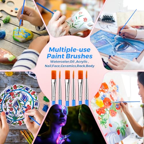 ONEXIZ 162 Pcs Paint Brushes Bulk, Round Flat Tip Acrylic Paint Brushes Set for Kids Classroom Crafts Oil Watercolor Canvases Face Painting Touch Up - Image 5