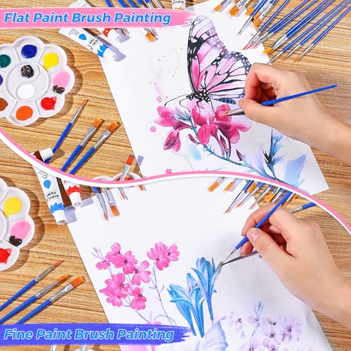 ONEXIZ 162 Pcs Paint Brushes Bulk, Round Flat Tip Acrylic Paint Brushes Set for Kids Classroom Crafts Oil Watercolor Canvases Face Painting Touch Up - Image 4
