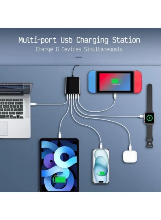 SP 120W Ultra Fast Wall Charger with PD Gain and QC 5.0 Technology with 6 Ports Black - Image 3