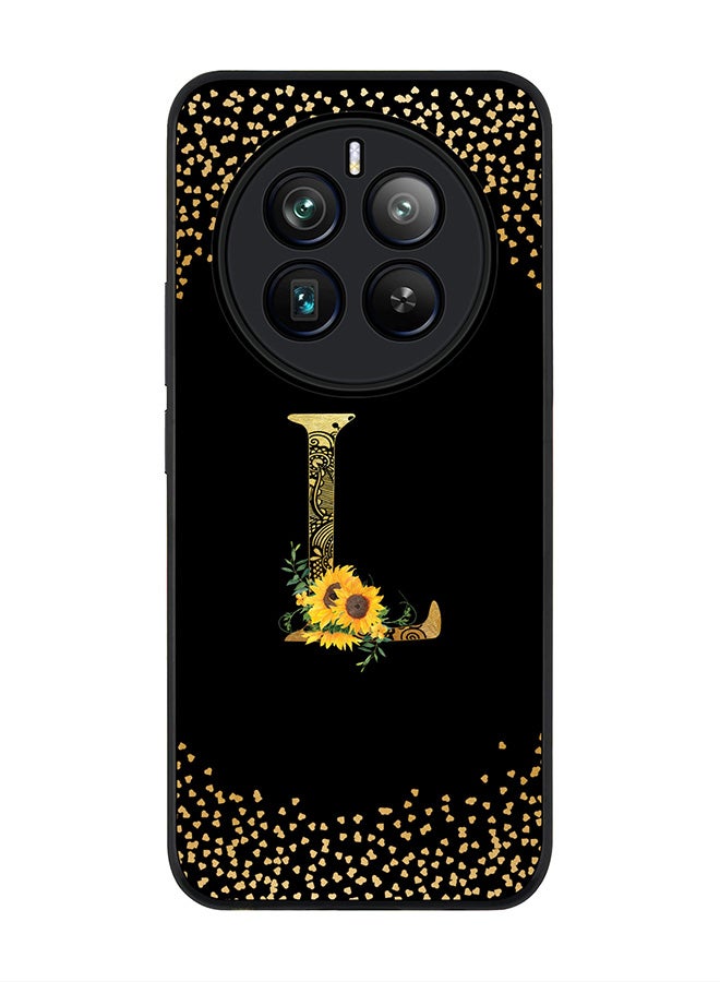 Stylizedd Rugged Black edge case for Realme 12 Pro / Realme 12 Pro Plus 5G, Custom Monogram Initial Letter Mandala Floral Pattern Alphabet-L (Black) - Image 1