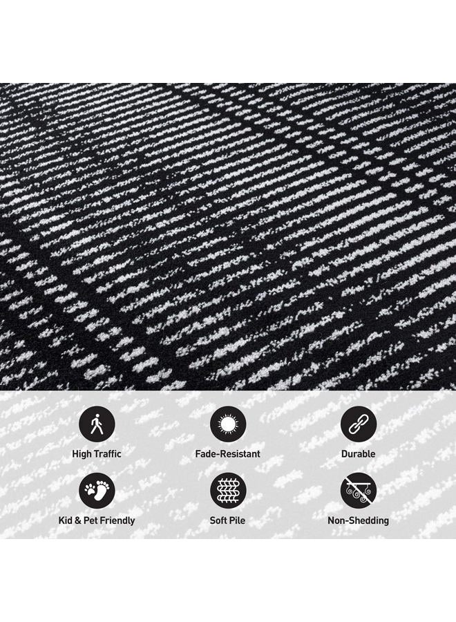 Rugshop Contemporary Stripe Lines High Traffic Living Room,Bedroom,Kitchen, Home Office Area Rug 7'10" x 10' Black - Image 4