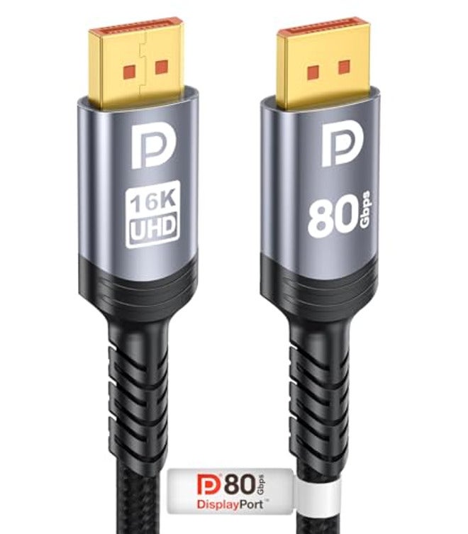كابل DisplayPort 2.1 من Sniokco بسرعة نقل بيانات 80 جيجابت في الثانية، معتمد من VESA، متوافق مع أجهزة Nvidia وAMD، ويدعم تقنيات HDR وHDCP 2.3 - Image 2