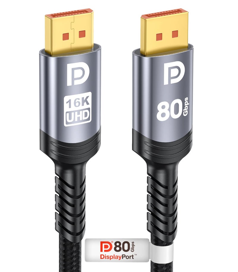 كابل DisplayPort 2.1 من Sniokco بسرعة نقل بيانات 80 جيجابت في الثانية، معتمد من VESA، متوافق مع أجهزة Nvidia وAMD، ويدعم تقنيات HDR وHDCP 2.3 - Image 1