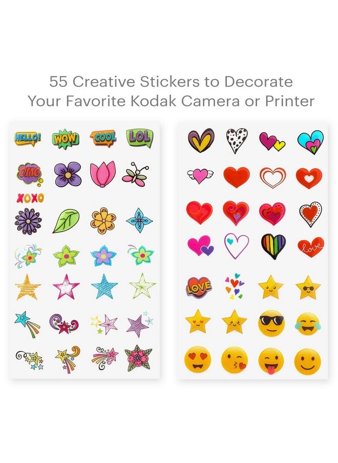 50+ Sticker Deluxe Set Personalize & Decorate Your Kodak Lifeprint Polaroid Hp Canon Fujifilm Instant Cameras And Printers With Fun Shapes Cute Emojis & Trendy Designs
