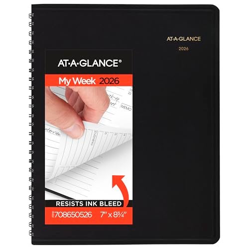 AT-A-GLANCE ATAGLANCE 2026 Appointment Book Planner Weekly Hourly 7 x 834 Medium Black 708650526 - Image 1