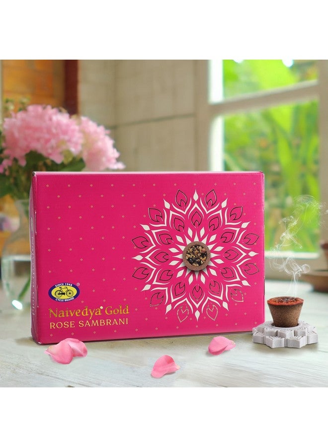 Cycle Pure Naivedya Gold Sambrani Dhoop Cups (Rose), 18 pcs with Holder | Charcoal-Free Havan Cups for Puja, Home & Festivals | Natural Guggal Dhoop for Rituals | Premium Dhoop Cones - Image 1