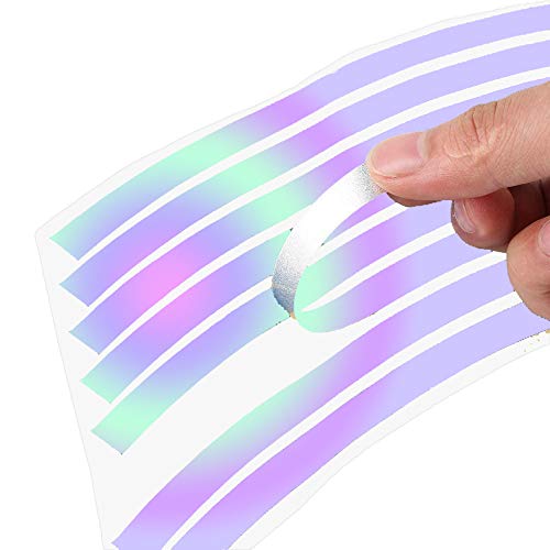 Leasinder 16pcs 17-19'' Reflective Wheel Rim Stripe Decal Sticker for Motorcycle Wheels Car Cycling Bike Bicycle Night Safety Decoration Stripe Universal Reflective Rim Stickers (Style 1 Colorful) - Image 2
