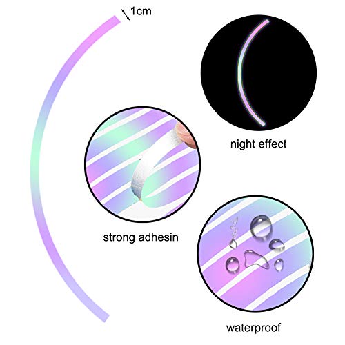 Leasinder 16pcs 17-19'' Reflective Wheel Rim Stripe Decal Sticker for Motorcycle Wheels Car Cycling Bike Bicycle Night Safety Decoration Stripe Universal Reflective Rim Stickers (Style 1 Colorful) - Image 3