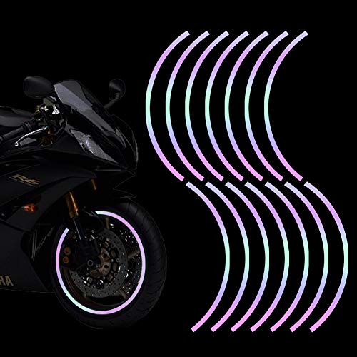 Leasinder 16pcs 17-19'' Reflective Wheel Rim Stripe Decal Sticker for Motorcycle Wheels Car Cycling Bike Bicycle Night Safety Decoration Stripe Universal Reflective Rim Stickers (Style 1 Colorful) - Image 1