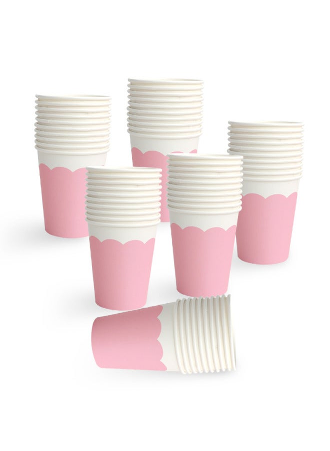 Solid Color Paper Plate Paper Cup Paper Towel Tablecloth Suit Children's Birthday Holiday Party Disposable Tableware Paper Plate Dinner Plate-Color:Light Pink 9inch Plate 10 Pieces - Image 5