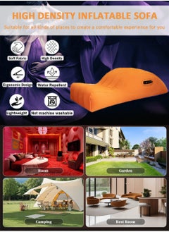 EzzySo Inflatable Sofa Inflatable Bench Recliner, Portable Travel Inflatable Bed, Electric Inflatable Pump Multi-Functional Sofa Orange  - Image 3