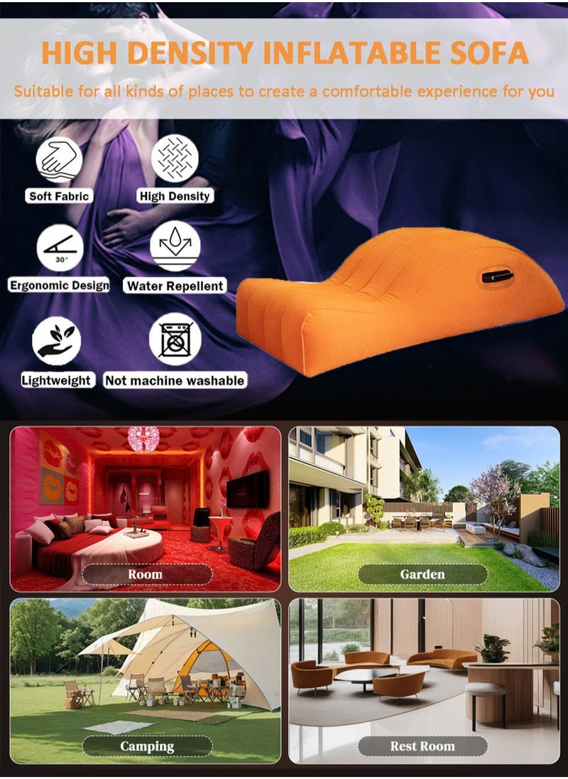EzzySo - Inflatable Sofa Inflatable Bench Recliner, Portable Travel Inflatable Bed, Electric Inflatable Pump Multi-Functional Sofa Orange - Image 1