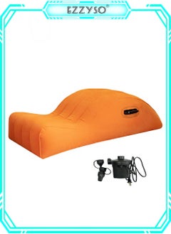 EzzySo Inflatable Sofa Inflatable Bench Recliner, Portable Travel Inflatable Bed, Electric Inflatable Pump Multi-Functional Sofa Orange  - Image 1