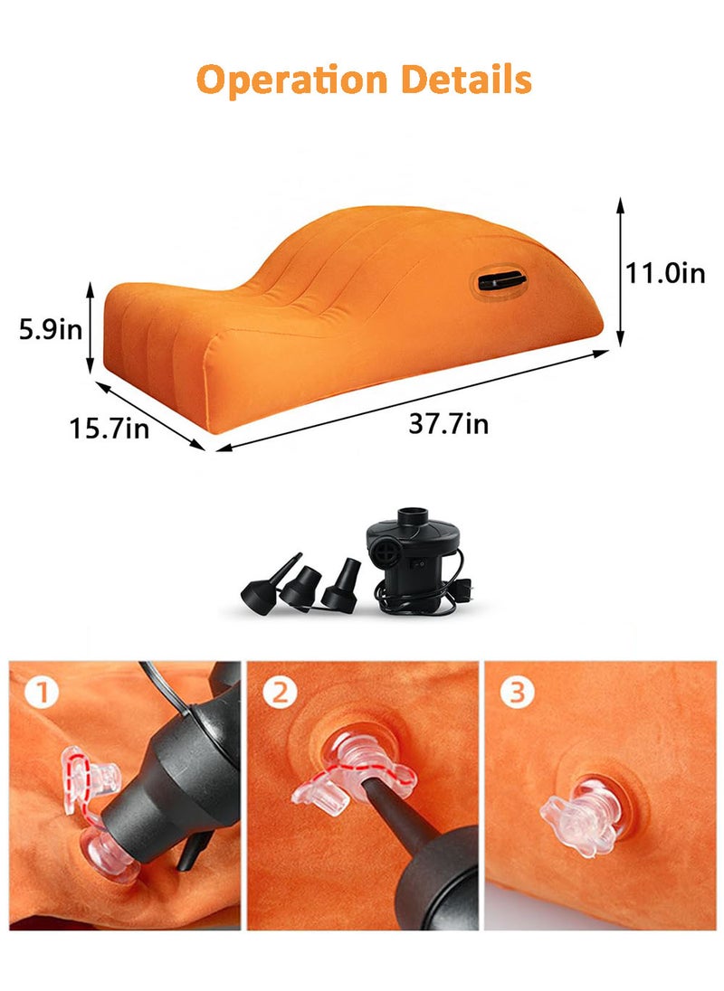 EzzySo - Inflatable Sofa Inflatable Bench Recliner, Portable Travel Inflatable Bed, Electric Inflatable Pump Multi-Functional Sofa Orange - Image 1