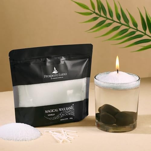 PROSPERRO LUMO by Parkash Candles Non Toxic Luxury Powder Candles - Refillable Sand Wax with 20 Wicks || 200 Gram || Candle Making || Home Decor (Vanilla) - Image 1