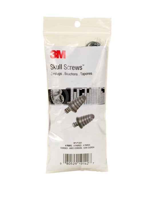 3M Skull Screws Corded Earplugs in Small Pack VP-P1301, 4 Pair/Pack
